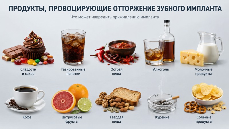 Продукты провоцирующие отторжение импланта зуба